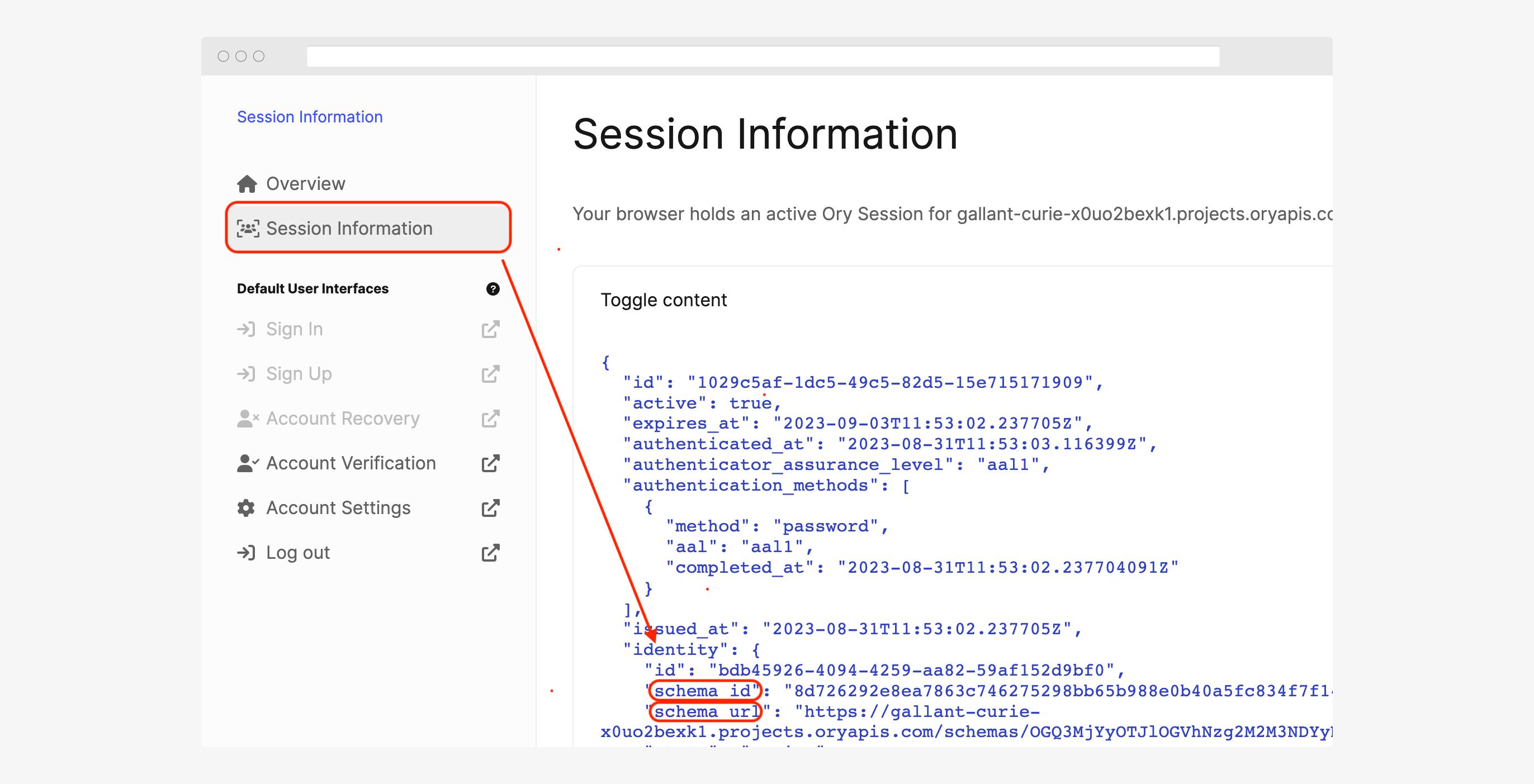 Identity schema ID and URL